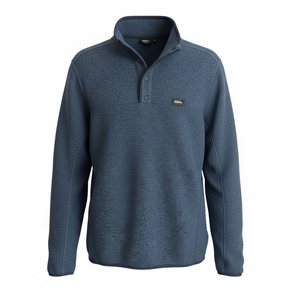 Eddie Bauer Mens Quarter Snap Bonded Sweater Fleece Pullover Blue S